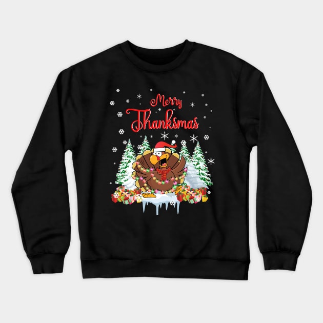 Funny Merry Thanksmas TShirt Thanksgiving Christmas Crewneck Sweatshirt by schaefersialice